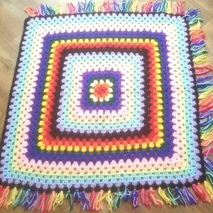 Vintage Rainbow Afghan Lap Blanket 31" x 31"